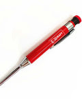 No Nonsense Metal Mechanical Carpenter Pencil With Smooth Glide Action Built In Precision Sharpener Tough As Nails Deep Hole Marking Scribe Tool Jobsite Essential For Rough Timber Crews, red design with shiny metal tip.