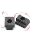 Premium Quality Heavy Duty M10 T Slot Nuts 3/8 Inch Thread Black Oxide Coated 5 Piece Set showing dimensions of two sliding fasteners.