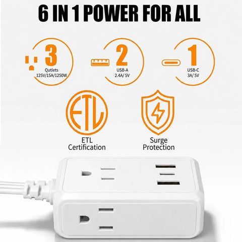 Ditch The Janky Setup With This 12 Ft Twin Extension Cord Offering Three Side Outlets And A Sleek Flat Plug For Zero Plug Fighting And Effortless Fast Charging Anywhere.