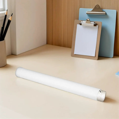 Extendable Plastic Mailing Tubes With Sealed Caps 4 Pack For Poster Artwork And Document Storage on a desk