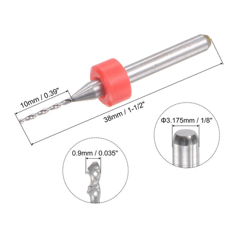 0.9mm Solid Tungsten Carbide PCB Drill Bit Set With 1/8 Inch Shank, 38mm Length, Pro Grade Hardness And Wear Resistance, 10 Pieces.