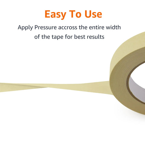 Low Tack Beige Masking Tape For Everyday DIY And Labeling, Hand Tearable, Easy Removable, Light Duty Indoor Use, roll partially unrolled