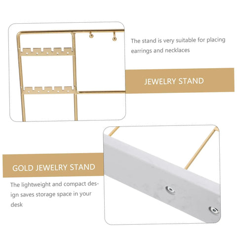 Smooth Rotating Jewelry Tree Stand constructed from premium iron and solid marble, designed for necklace and earring storage.