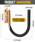 Heavy Duty E Track Hooks Set For Enclosed Trailers And Vans, with dimensions, steel spring fittings, and durable design, 4 inch