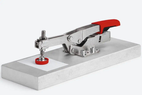 Horizontal Auto Adjust Toggle Clamp With 25 To 250 Lbs Adjustable Clamping Force And Nickel Plated, Heavy Duty Finish
