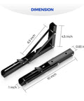 10 Inch Folding Shelf Brackets Set Of 2 Matte Black Heavy Duty Stainless Steel Triangular Design with dimensions