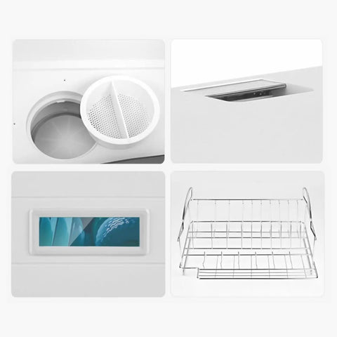 Compact Countertop Dishwasher Featuring One Touch Start Hot Water Wash And UV Dry Cycle For Slick Kitchens Plus Smooth Glide Rack with removable filter and glide rack