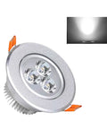 3W Recessed LED Downlight, Aluminum, 8.5cm, White Light, Frosted Silver with three-eye LED configuration.