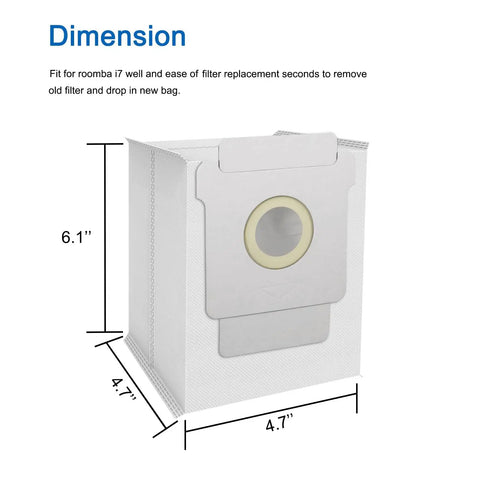 Dimensions of 14 Pack Automatic Dirt Disposal Vacuum Bags For Roomba I Series S Series And J Series Replacement Bags