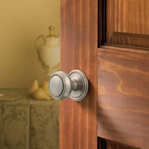Solid Brass Rose Cabinet Knob 2.4 Inch Square Door Hardware For Cabinets And Doors, Classic Estate Style on wooden door