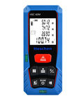 Boss Laser Distance Meter Measures 60m For Fast Jobs Without Stress. Blue device with display for measurements and buttons.