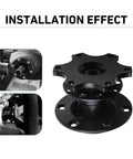 Universal Steering Wheel Quick Release Adapter With Six Hole Racing Hub Mounting Kit shown from various angles installed on vehicle, satin black finish.