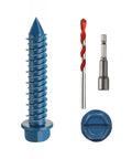 3/16 Inch By 1-1/4 Inch Hex Washer Head Concrete Screws Kit With Drill Bit And Hex Socket, 100 Pieces Blue Coated