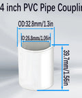 Diagram of 3/4 inch PVC pipe coupling showing dimensions, part of a 10 Pack Three Quarter Inch PVC Pipe Coupling Adapters Socket To Socket Sch 40 Slip Connectors for Home and Industrial Use DIY Ready Straight Pressure Pipe Fittings Durable Quick Connect Sealing for Long Lasting Performance in Tough Environments