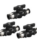 Image of 3-pack Durable Pneumatic Ball Valve 12mm x 12mm OD Push to Connect Fitting for Air and Hydraulic Lines, high flow control.
