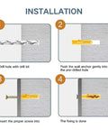Self Drilling Drywall Anchors Kit With Screws 232-Piece Wall Plugs And Expansion Bolts For Quick No-Prep Install And Easy Heavy-Duty Mounts On Studless Walls Yellow Zinc Plated Carbon Steel For Rust And Wear Resistance. Installation steps