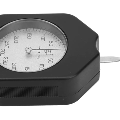 300-1 Dial Tension Gauge With Transparent Cover, Single Pointer Gram Force Meter, 300g Pocket Tensiometer For Relay Switches And Valve Springs, Handy Pro Grade Tool For Real-Deal Pull Pressure Testing And Precise Readout, close-up dial