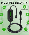 Ultimate Plug And Go Portable EV Charger With Level 1 And 2 Settings featuring multiple security features and protective elements.