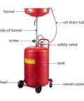 20 Gallon Waste Oil Drain Tank Air Operated Portable Drainer With Adjustable Funnel Height And Four Wheels, labeled parts