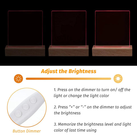 5.9 Inch Wooden LED Light Base Kit Dimmable Colorful Display Pedestals USB Powered For Acrylic Crystal Glass Resin Art Night Light Setup 4 Pack For Home Decor And DIY Art Displays