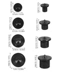 8 Piece Wood Dowel Pins Alignment Tool Set With Solid Wood Tenon Center Points And Drill Hole Locator showing dimensions