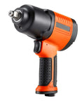 Professional Grade Badass 1/2 Inch Drive Air Impact Wrench with 1100 Ft Lbs Knockout Torque and 7500 RPM Savage Speeds, side view showing grip and anvil.