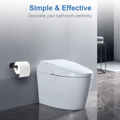 Adhesive Toilet Paper Holder No Drilling Stainless Steel Stick On Wall Mount For Bathroom And RV Matte Black Finish next to modern toilet