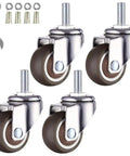 Smooth Rollin 1 Inch Swivel Caster Wheels With Hella Tough Soft Rubber TPE Build M6x15mm Threaded Stem set of 4 with installation tools.