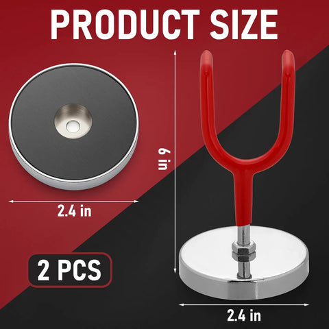 Heavy Duty Magnetic Paint Spray Gun Holder Rack Two Piece Wall Mount Storage System with red hooks and measurements shown