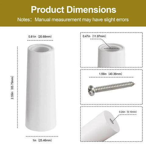 No More Door Bangs Heavy Rubber Sliding Stopper Replaces D1802 2 5/8 Inch dimensions with measurements and screw details.