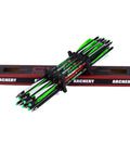 Carbon Crossbow Bolts 20 Inch Arrows Set, 12 Pack With 6 Broadheads, Interchangeable Tips, O Ring Locking Screw Tip displayed on box