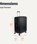 Front view of Amazon Basics 30-inch black hardside checked luggage with four spinner wheels