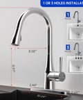 Touchless Kitchen Faucet With Pull Down Sprayer, Motion Sensor Hands Free, Lead Free 304 Stainless Steel, Chrome Finish, Fits 1 or 3 Hole Sinks