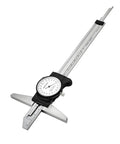 Pro Grade Depth Caliper With Gauge 0 to 150 and 200 mm, 0.02 mm Precision Depth Dial Caliper shown front view
