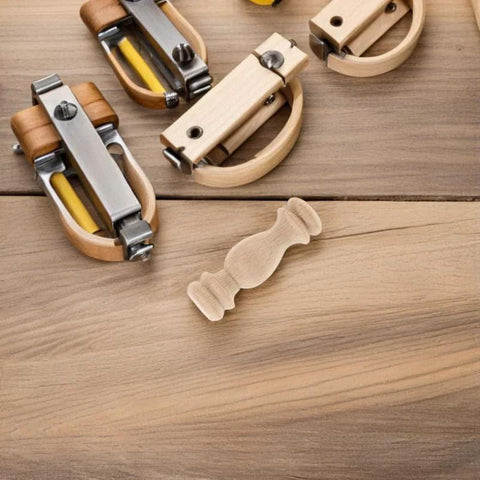 12 Pcs Solid Wood Decorative Finials And Roman Style Column Caps Unfinished Spindles On Wooden Surface