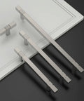 10 Pack Brushed Satin Nickel Kitchen Cabinet Pulls T Bar Style Drawer Handles For Cabinets Cupboards 7.5 Inch Hole Centers Model ZH0021 Durable Metal Construction With Easy Mounting For A Fresh Kitchen Upgrade displayed on board