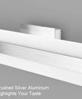 Close-up of 24W Up And Down LED Vanity Light in Brushed Silver Aluminum with frosted white acrylic design, wall-mounted view