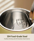 Close-up of Retro 1L Electric Kettle Cordless 800W Fast Boil Double Wall 304 Stainless Steel BPA Free Auto Shut Off interior