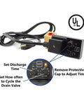 Easy Install Timed Electric Auto Drain Valve For Air Lines One Quarter Inch NPT 110V With Solid State Timer shown with UL mark