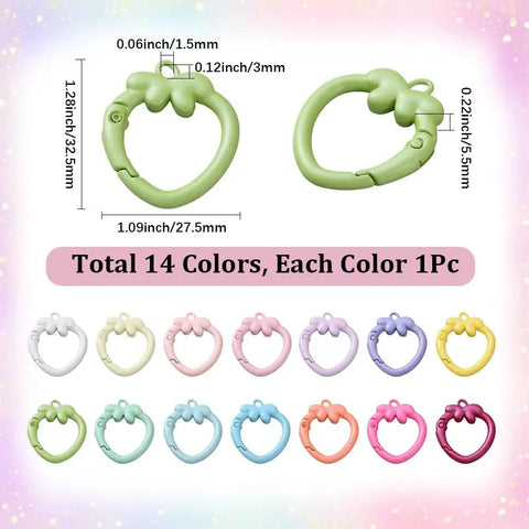 14 Color Spring Gate Ring Set For Keychains And Craft Projects With Strawberry Trigger Snap Buckles Carabiner Clips Hooks And Clasps