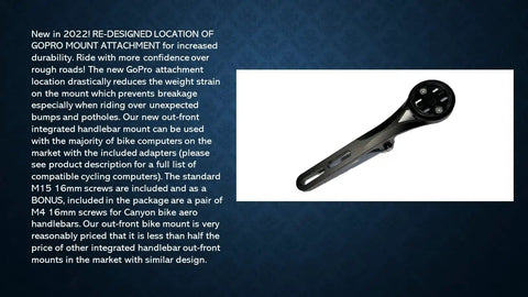 Image of All In One Aero Handlebar Out Front Bike Mount for Cycling Computers and GoPro, showing black aluminum structure.