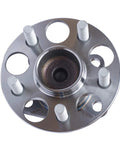 Top view of Pair Rear Wheel Bearing And Hub Assembly For 2010 To 2015 Prius Excluding Prius C And Prius V Models Plus 2012 To 2015 Prius Plug In 5 Lug With ABS OEM Approved And ISO Certified, showing metal circular hub with five studs.