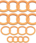 Copper Drain Plug Crush Washer Kit For KTM Off Road Bikes with various sizes of soft-tempered copper seal washers