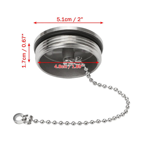 2 Inch 50mm Boat Gas Cap Stainless Steel Polished Marine Deck Fill With Chain Tough As Nails Built To Last Silver
