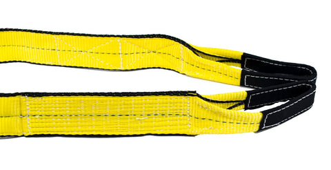 Close-up of 4 Pack Beefy 2 Inch By 8 Foot Web Lifting Slings With 6400 Lbs WLL Vertical Lift Straps Twisted Eyelets 2 Ply Construction