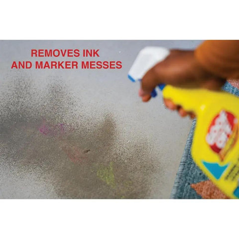 Household Spot And Stain Remover That Tackles Marks Messes And Stains On Every Surface Pro Strength Cleaner spraying on mark