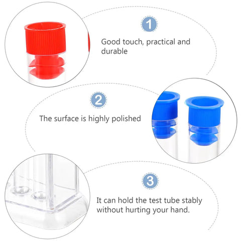 Clear Plastic Test Tube Rack For Lab And Classroom Use Holds Multiple Tubes With Color Caps, Durable Stand features