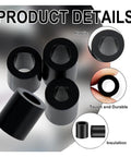 345Pcs M3 Black Nylon Insulating Washers NonThreaded Round Flat Spacers For Power Sockets And Circuit Boards close-up plastic insulation rings