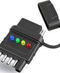 5 Pin Trailer Light Tester Kit With Bright Indicators, Double End 5 Way Flat Trailer Wiring Tester For Turn Signals, Tail Lights And Brakes, Easy Plug And Play Diagnostic Tool To Quickly Troubleshoot Trailer Wiring And Wiring Faults, black plastic