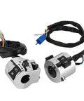 Universal 25mm Motorcycle Handlebar Switch Pair Headlight Turn Signal and Horn Control Set with tactile rubber buttons